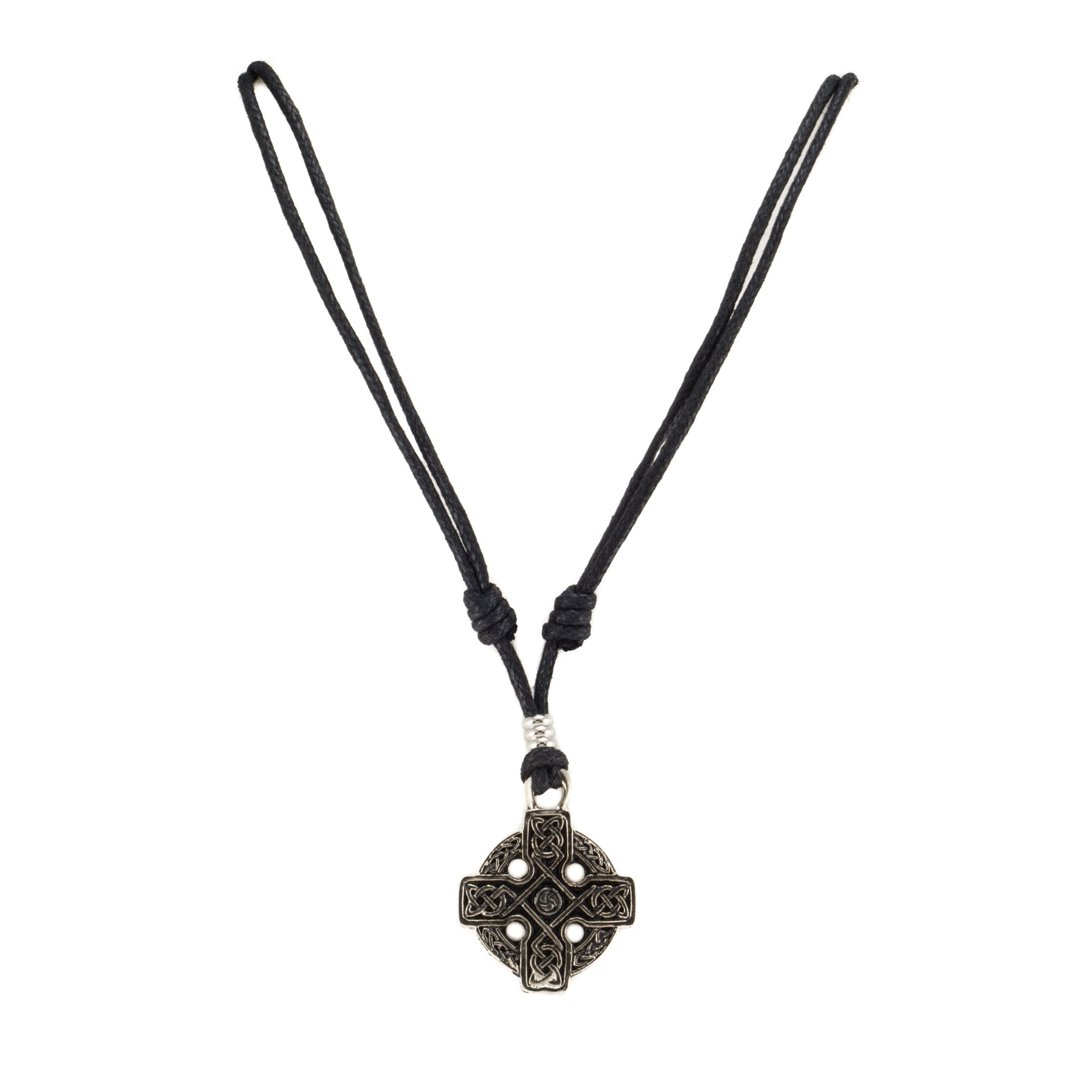 Celtic Cross Pendant on Adjustable Rope Necklace