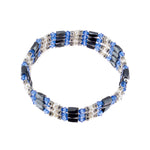 Load image into Gallery viewer, Magnetic Hematite Beaded Wrap Bracelet, Anklet or Necklace with Genuine Fresh Water Pearls (Blue)

