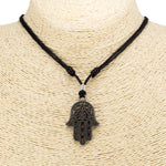 Load image into Gallery viewer, Hamsa Pendant on Adjustable Rope Necklace
