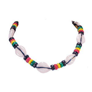 Cowrie Shell and Rasta Coconut Beads Choker Necklace