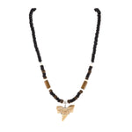 Load image into Gallery viewer, 1&quot;+ Shark Tooth Pendant on Black Coconut Beads &amp; Wood Tubes Necklace
