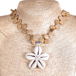 Load image into Gallery viewer, Cowrie Shells Flower Pendant on Coconut Beads Necklace
