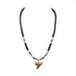 Load image into Gallery viewer, 1&quot;+ Shark Tooth Pendant on Black Coconut &amp; Green Shell Beads Necklace
