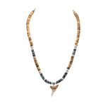 Load image into Gallery viewer, Mako Shark Tooth Pendant on Tiger Coconut &amp; Green Shell Beads Necklace

