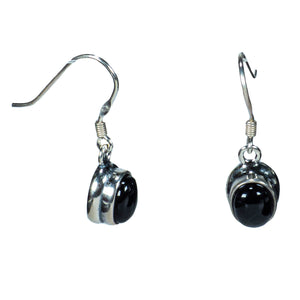 Sterling Silver Black Onyx Earrings with Wire Design