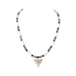 Load image into Gallery viewer, Bull Shark Tooth Pendant on Puka, Black and Tiger Coconut Beads Necklace

