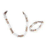 Load image into Gallery viewer, Puka Chip Shells and Tan Coconut Chips Necklace &amp; Anklet Set
