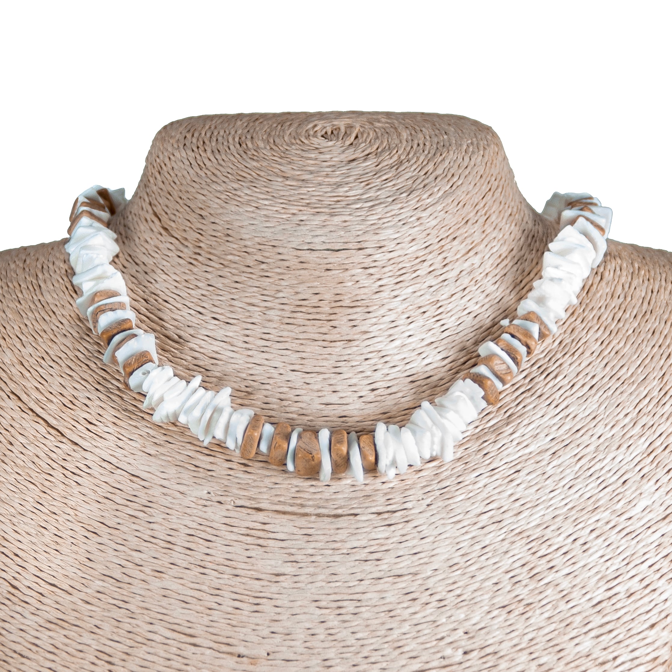 Puka Chip Shells and Tan Coconut Chips Necklace & Anklet Set