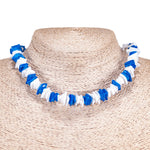 Load image into Gallery viewer, Dark Blue and White Puka Chip Shells Necklace &amp; Anklet Set
