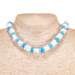 Load image into Gallery viewer, Blue and White Puka Chip Shells Necklace &amp; Anklet Set
