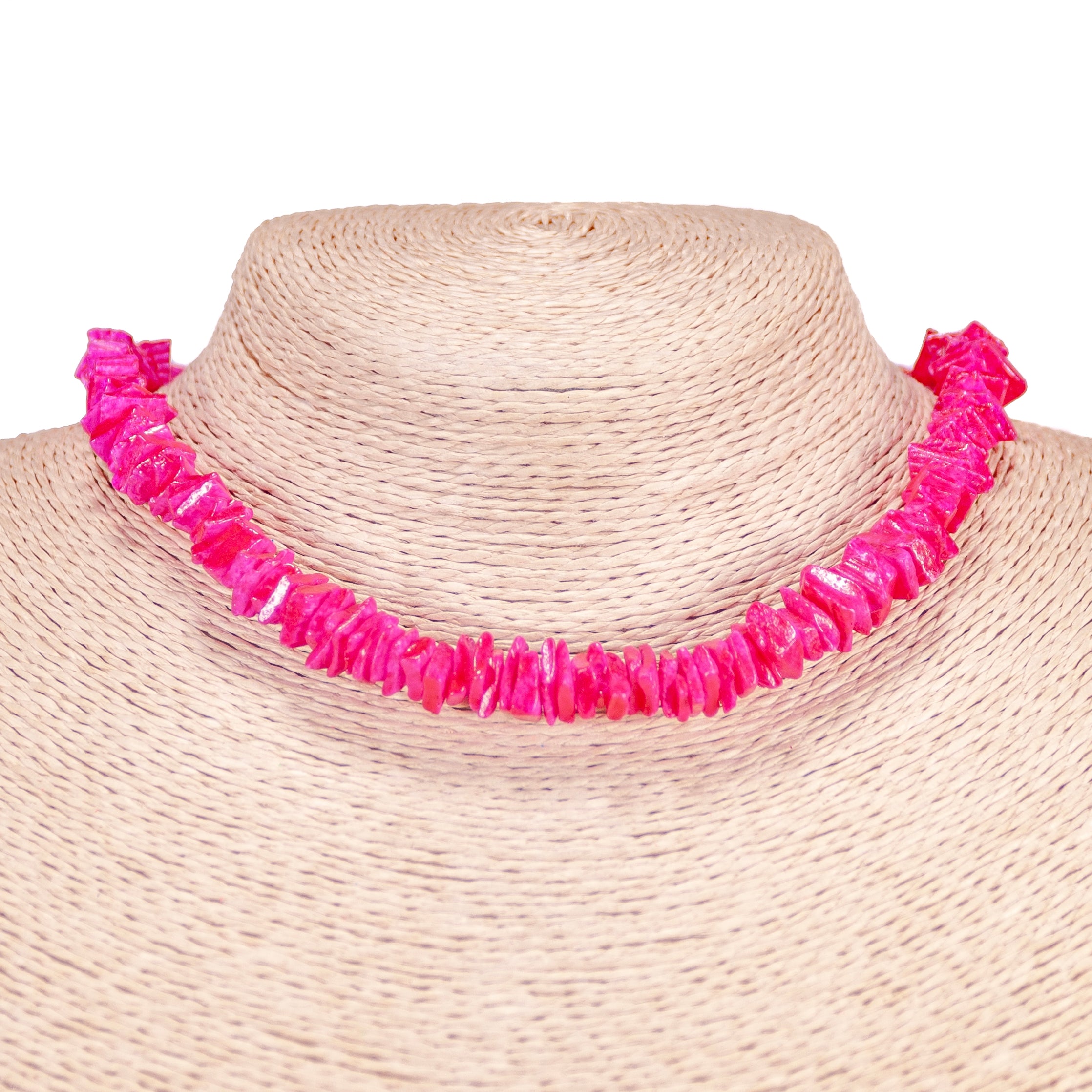 Fuchsia Puka Chip Shell Beads Necklace and Anklet Set