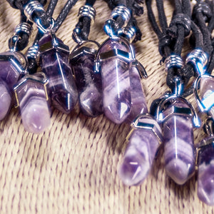 Amethyst Pendant on Adjustable Rope Necklace