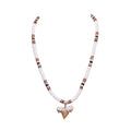 Fossil Shark Tooth on Puka & Coconut Shell Beads Necklace (18" 2S)