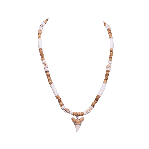 Shark Tooth Pica Shell Necklace Shark Tooth On Puka Shell Beads