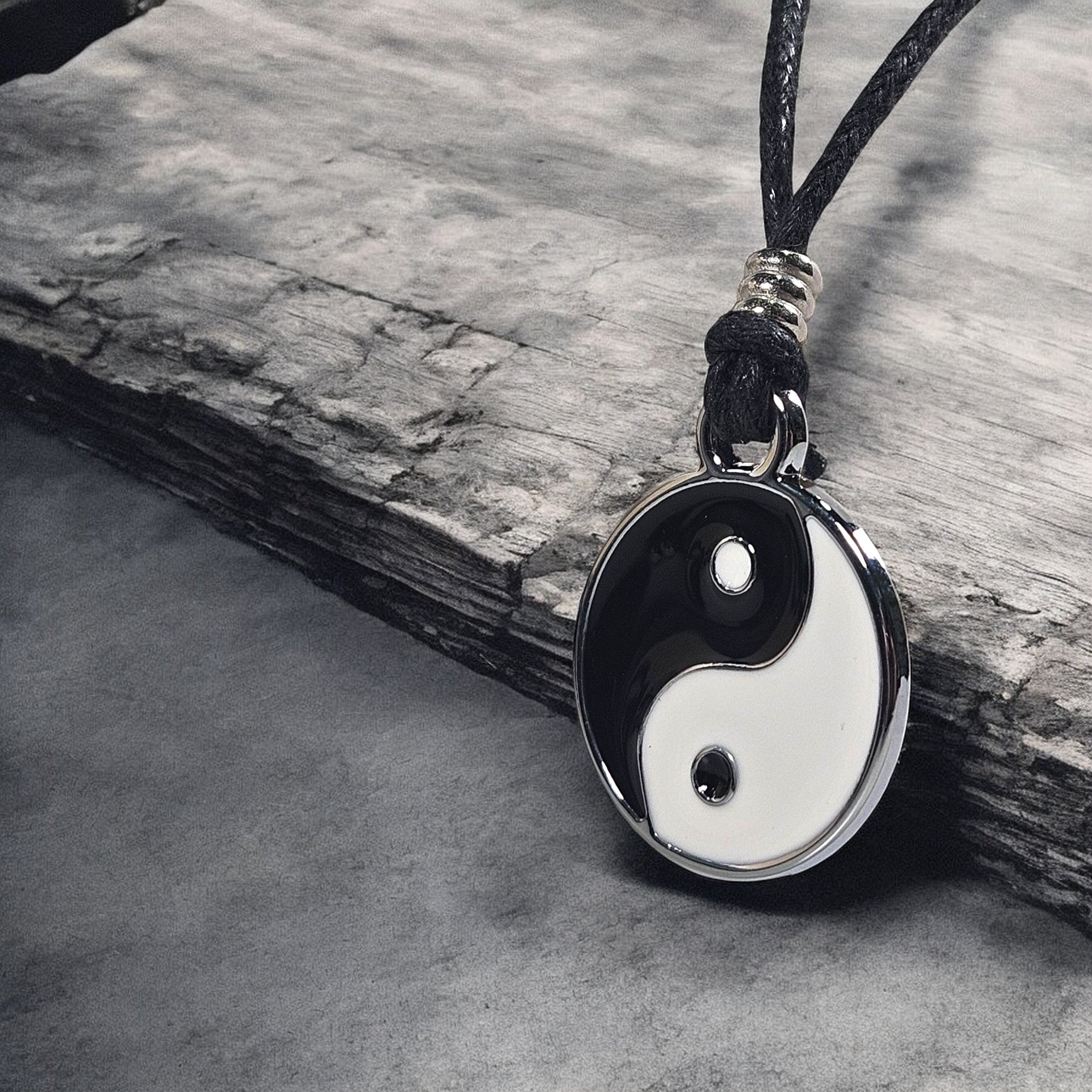 BlueRica Yin and Yang on Adjustable Cord Necklace