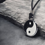 Load image into Gallery viewer, BlueRica Yin and Yang on Adjustable Cord Necklace
