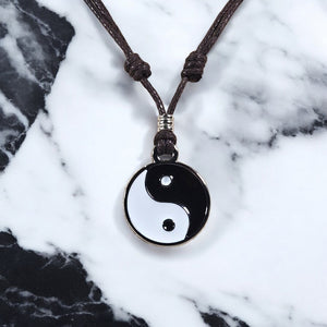 BlueRica Yin and Yang on Adjustable Cord Necklace