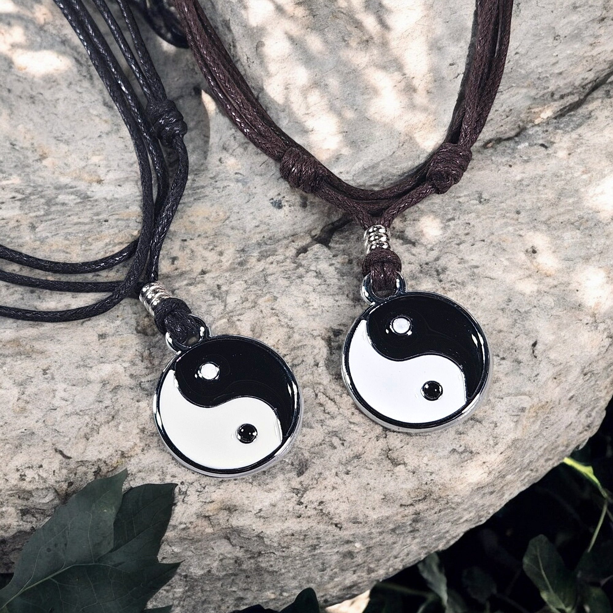 BlueRica Yin and Yang on Adjustable Cord Necklace