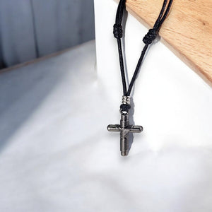 BlueRica Wrapped Cross on Adjustable Cord Necklace