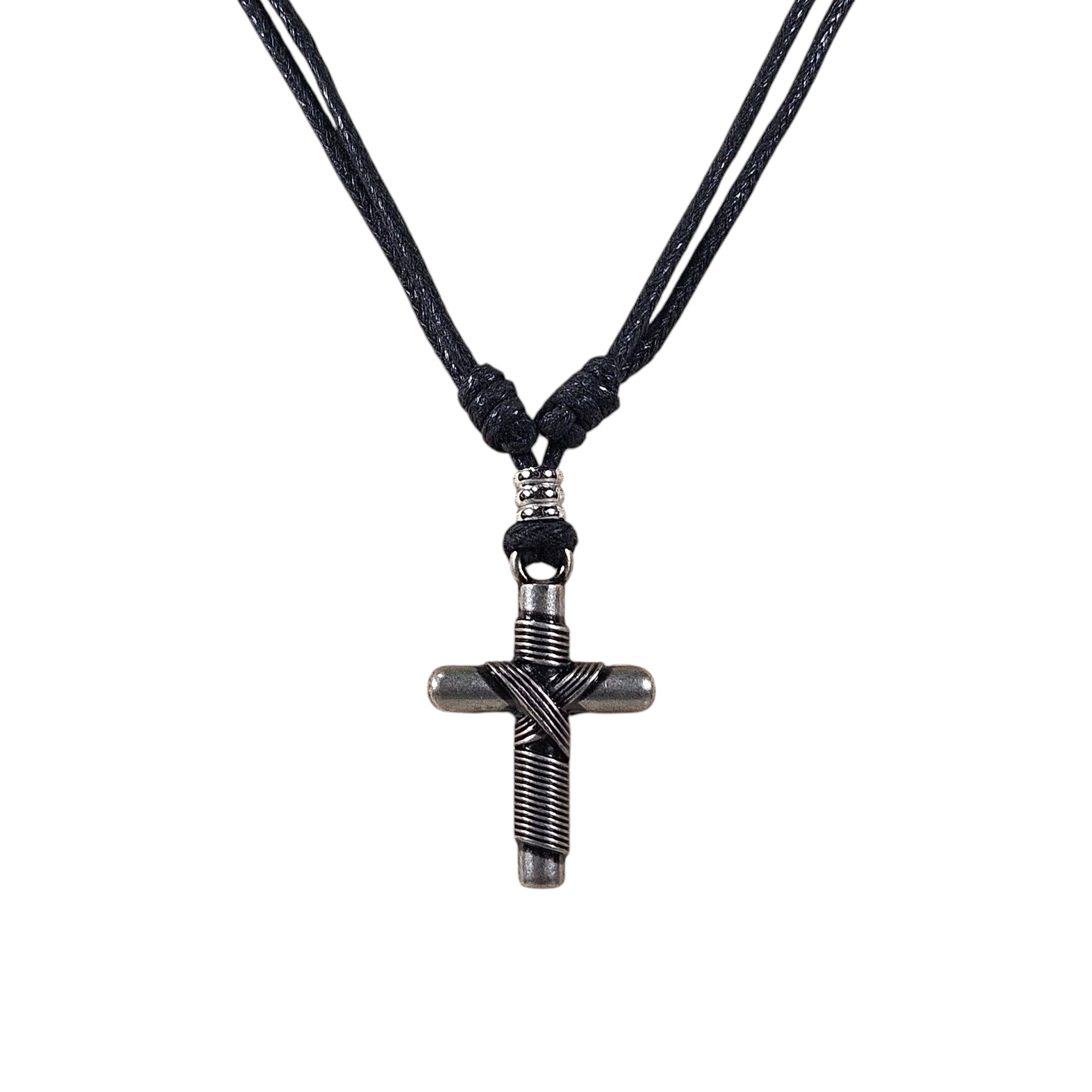 BlueRica Wrapped Cross on Adjustable Cord Necklace