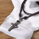 Load image into Gallery viewer, BlueRica Wrapped Cross on Adjustable Cord Necklace
