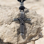 Load image into Gallery viewer, BlueRica Wrapped Cross on Adjustable Cord Necklace
