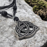 Load image into Gallery viewer, BlueRica Celtic Trinity Knot (Triquetra) on Adjustable Cord Necklace
