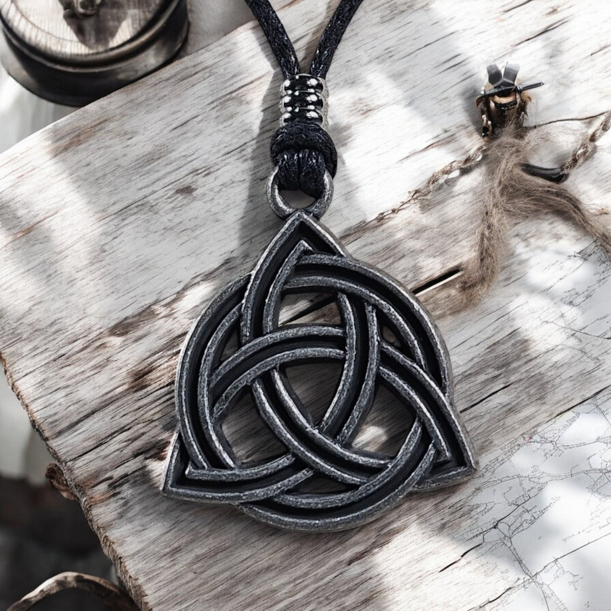 BlueRica Celtic Trinity Knot (Triquetra) on Adjustable Cord Necklace