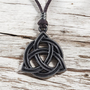 BlueRica Celtic Trinity Knot (Triquetra) on Adjustable Cord Necklace