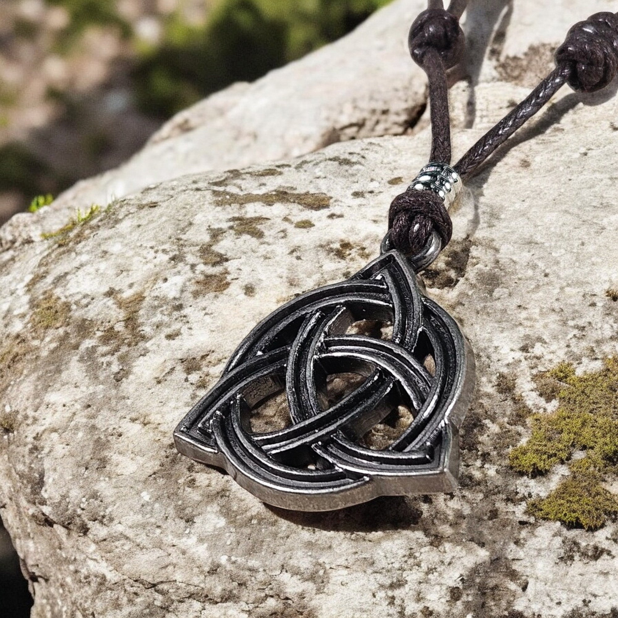 BlueRica Celtic Trinity Knot (Triquetra) on Adjustable Cord Necklace