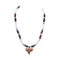 Fossil Shark Tooth on Puka Shell Beads & Wood Tubes Necklace (18" 2S)