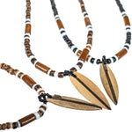 Load image into Gallery viewer, Wood Surfboard Pendant on Black Coconut Beads Necklace
