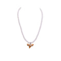 Fossil Shark Tooth on Puka Shell Beads Necklace (18" 2S)