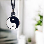 Load image into Gallery viewer, BlueRica Yin and Yang on Adjustable Cord Necklace
