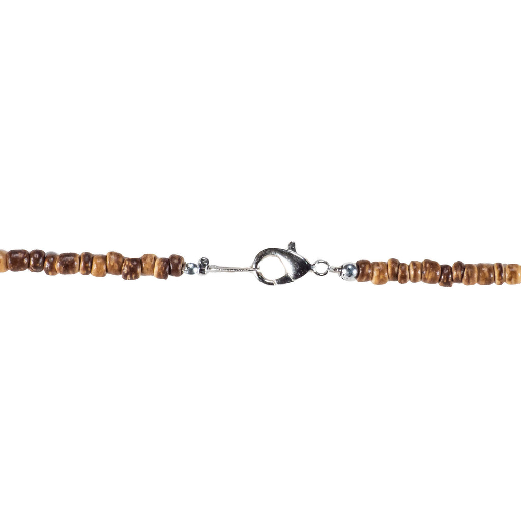Mako Shark Tooth Pendant on Tiger Coconut & Green Shell Beads Necklace