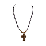 Load image into Gallery viewer, Wood Cross Pendant on Adjustable Rope Necklace
