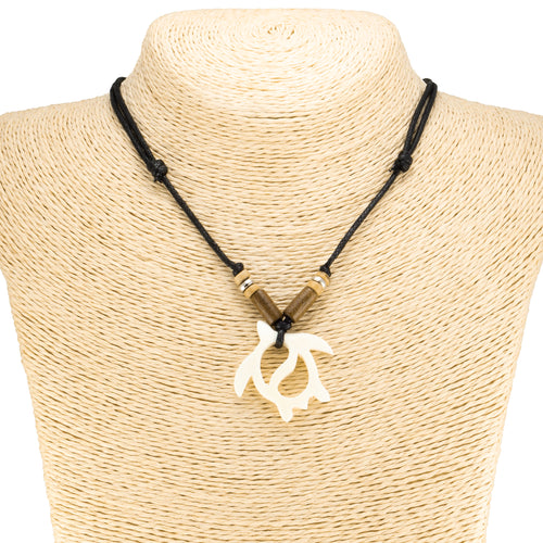 Bone Sea Turtle Pendant on Adjustable Rope Necklace