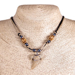 Load image into Gallery viewer, 1¼&quot;+ Shark Tooth Pendant on Double Cord Necklace with Tribal Beads
