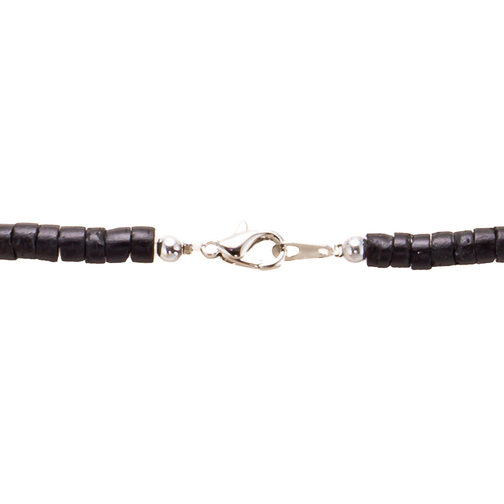 Black Coconut and Puka Shell Beads Necklace