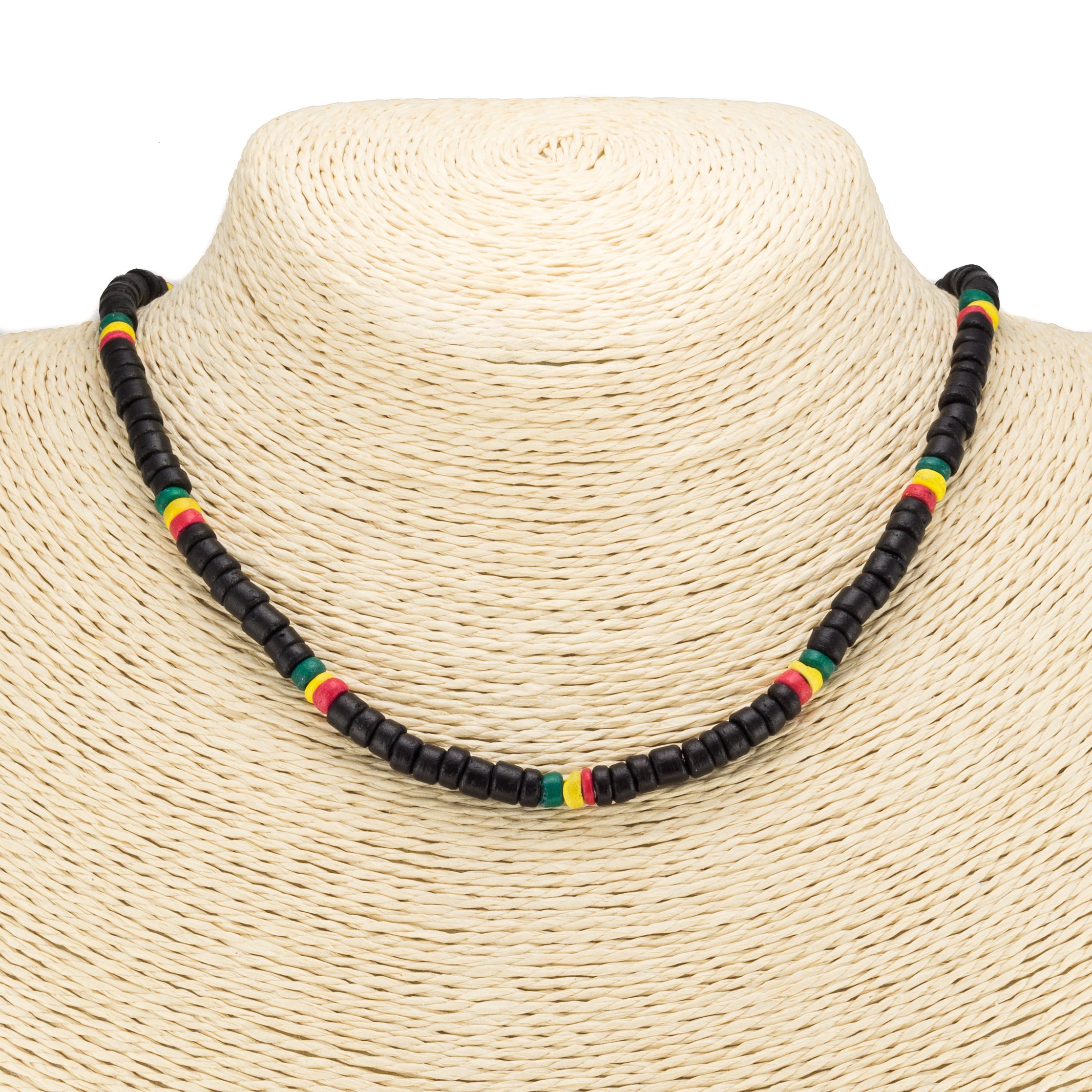 20" Rasta Coconut Beads Necklace (20 inches)