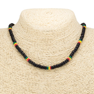 18" Rasta Coconut Beads Necklace (18 inches)