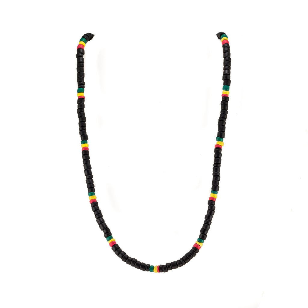 20" Rasta Coconut Beads Necklace (20 inches)