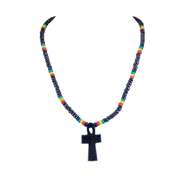 Cross Pendant Black Beads Necklace From Beaded Gypsy - Voylla - 3093075