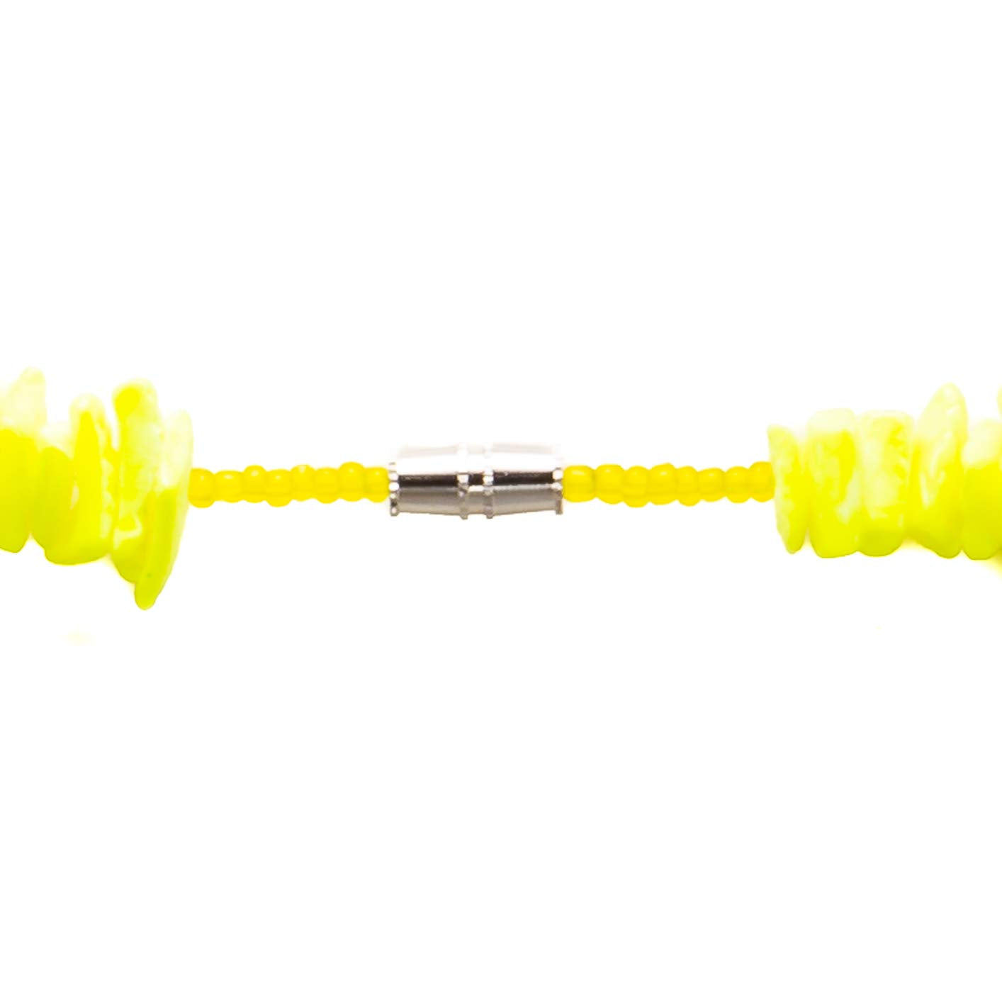 Neon Yellow Puka Chip Shell Beads Necklace and Anklet Set
