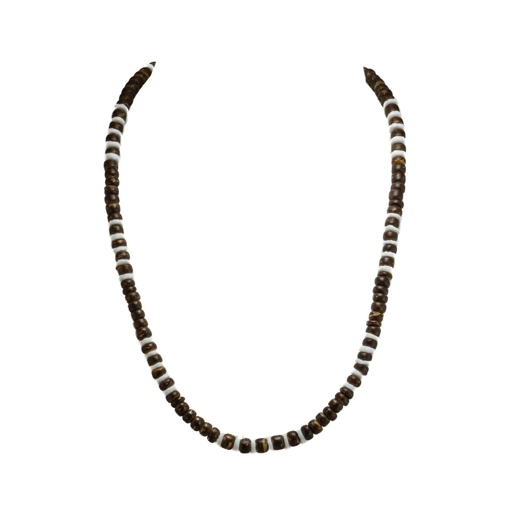 Brown Coconut and Puka Shell Beads Necklace
