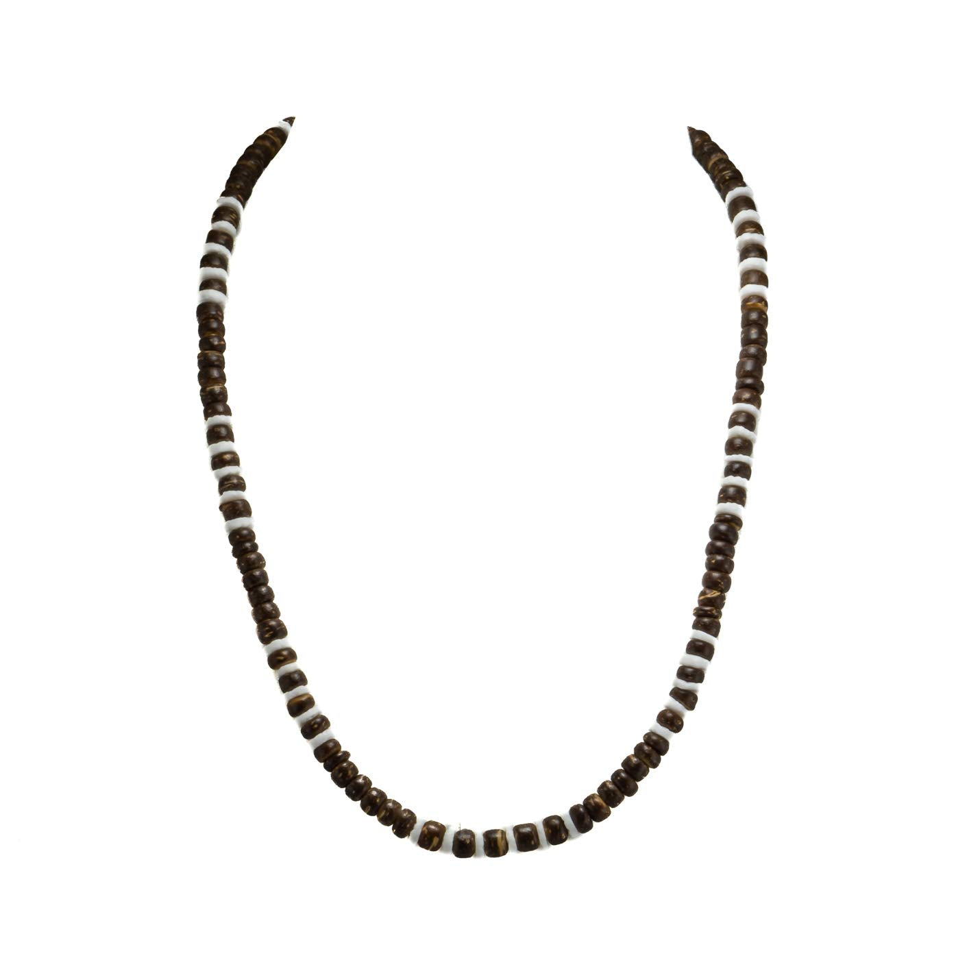 Brown Coconut and Puka Shell Beads Necklace