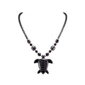 Hematite Sea Turtle Pendant on Hematite Beads Necklace