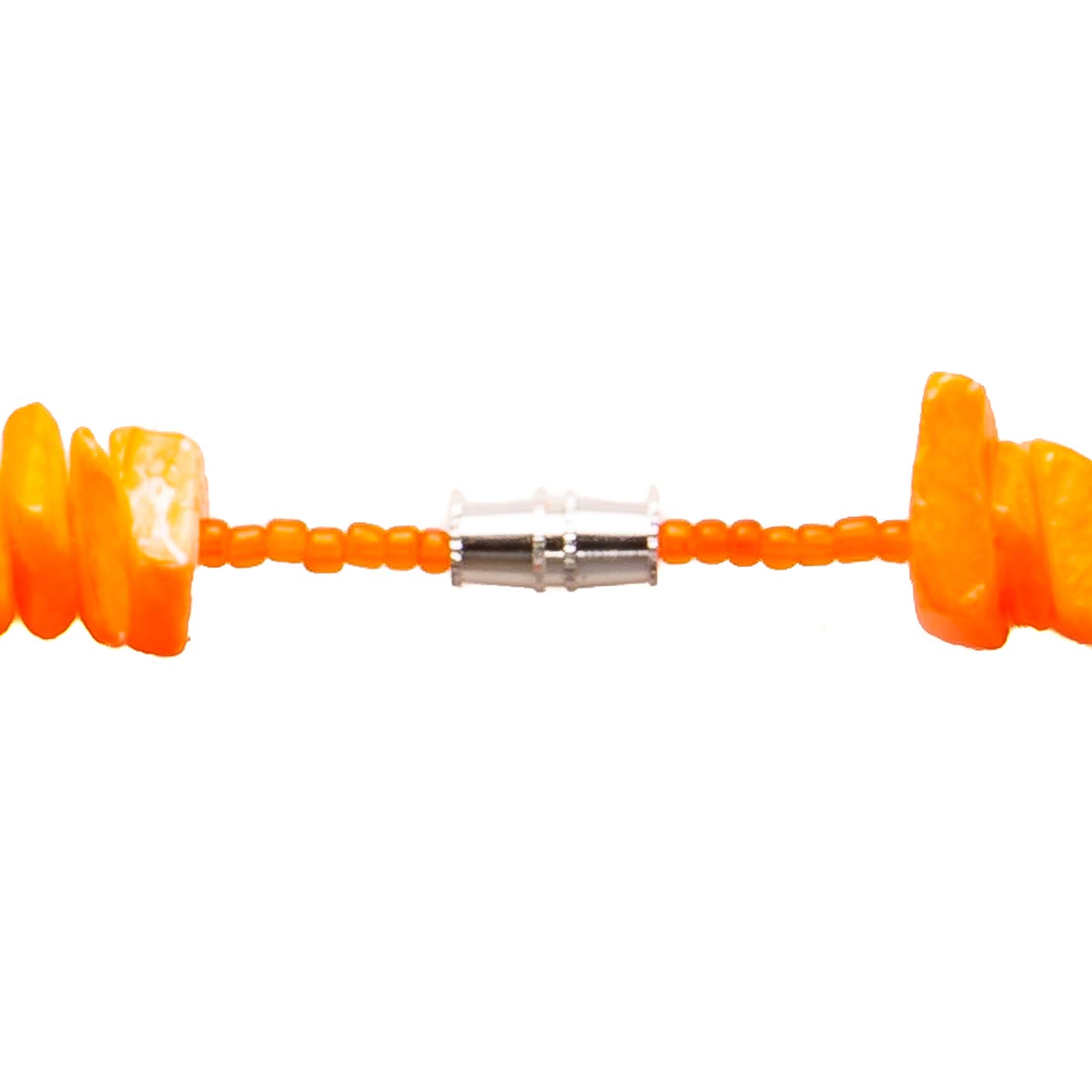 Neon Orange Puka Chip Shell Beads Necklace and Anklet Set