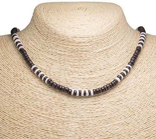 Black Coconut and Puka Shell Beads Necklace