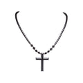 Large Hematite Cross Pendant on Hematite Beads Necklace
